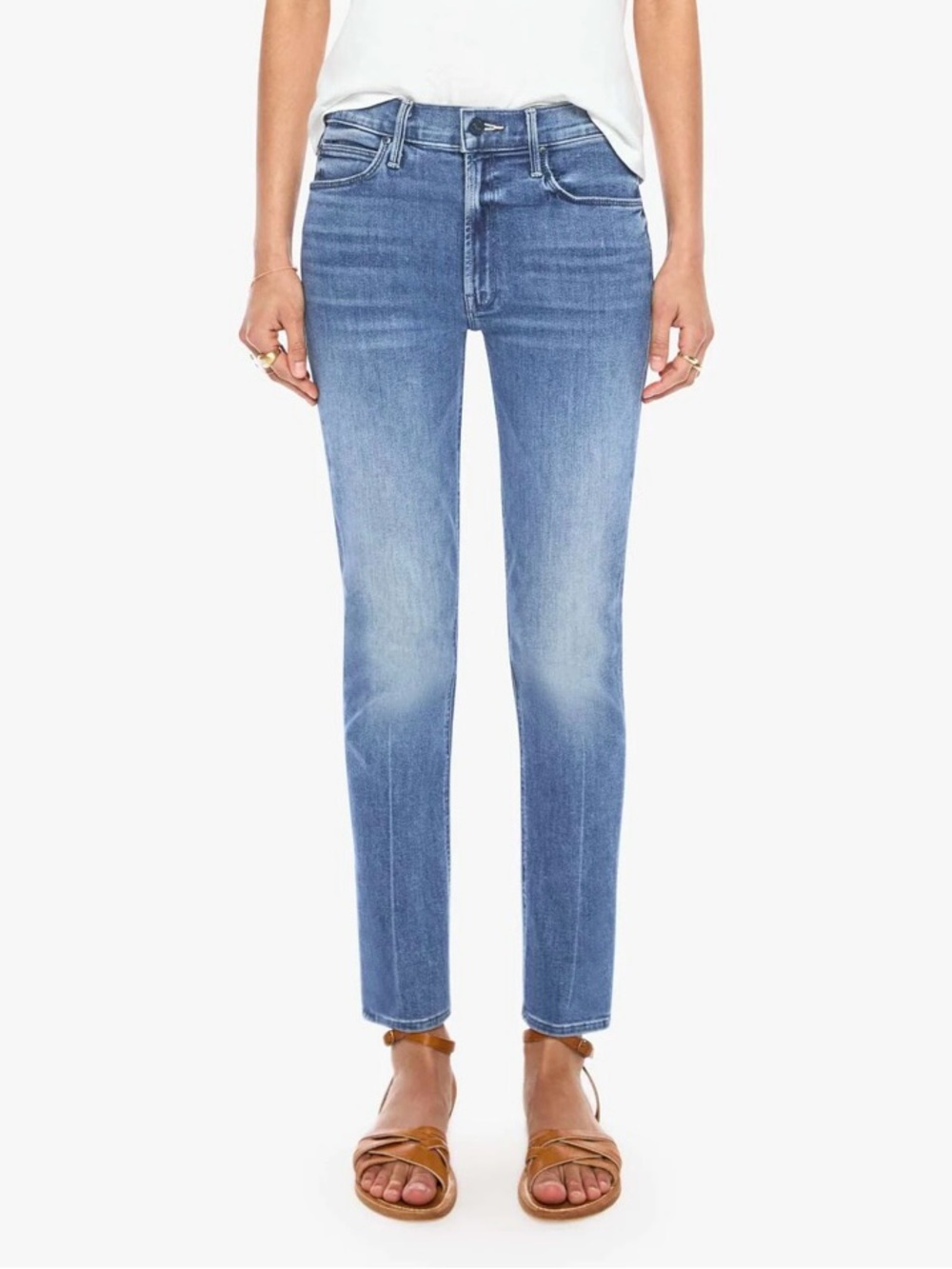 MOTHER Ankle Dazzler Stretch Jeans in Light Blue